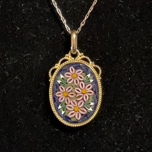 Vintage 800 Silver Italy Micro Mosaic Pendant